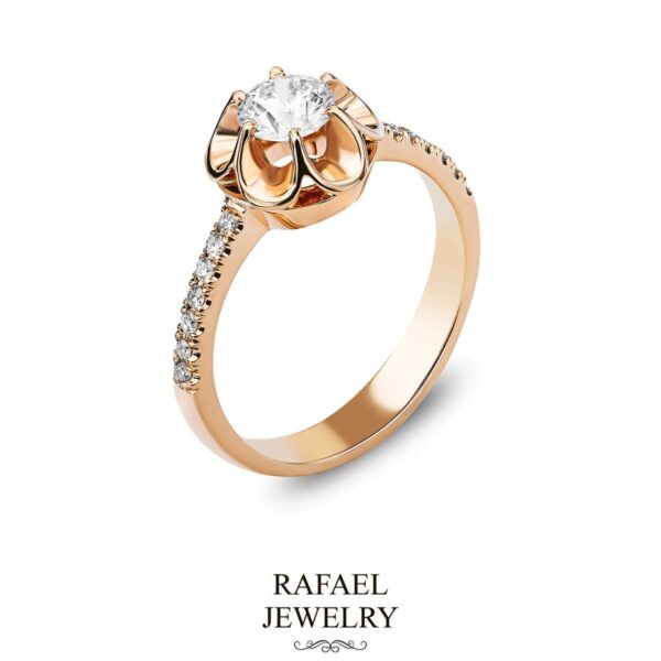 Gold ring with laboratory white diamonds