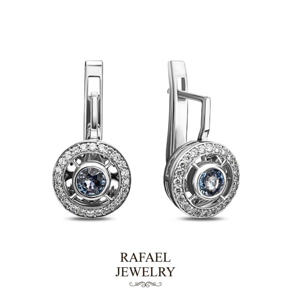 Earrings with natural diamonds and sapphires - Image 3