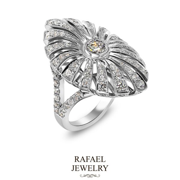 Gold ring with laboratory diamonds