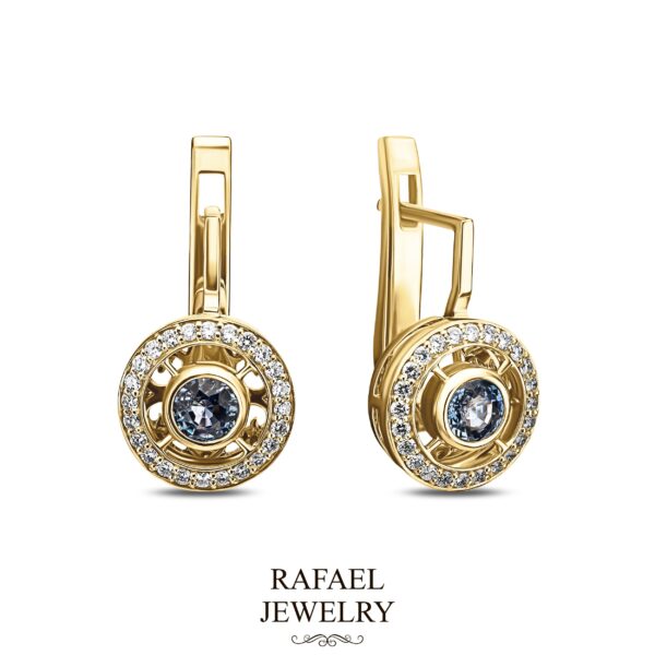 Earrings with natural diamonds and sapphires - Image 2
