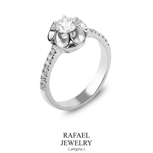 Gold ring with laboratory white diamonds - Image 2