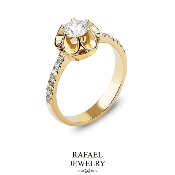 Gold ring with laboratory white diamonds - Image 3